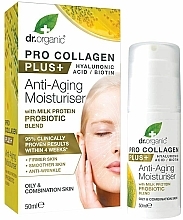 Kup Probiotyczny krem ​​przeciwzmarszczkowy do twarzy - Dr Organic Pro Collagen Plus+ Anti Aging Moisturiser With Probiotic