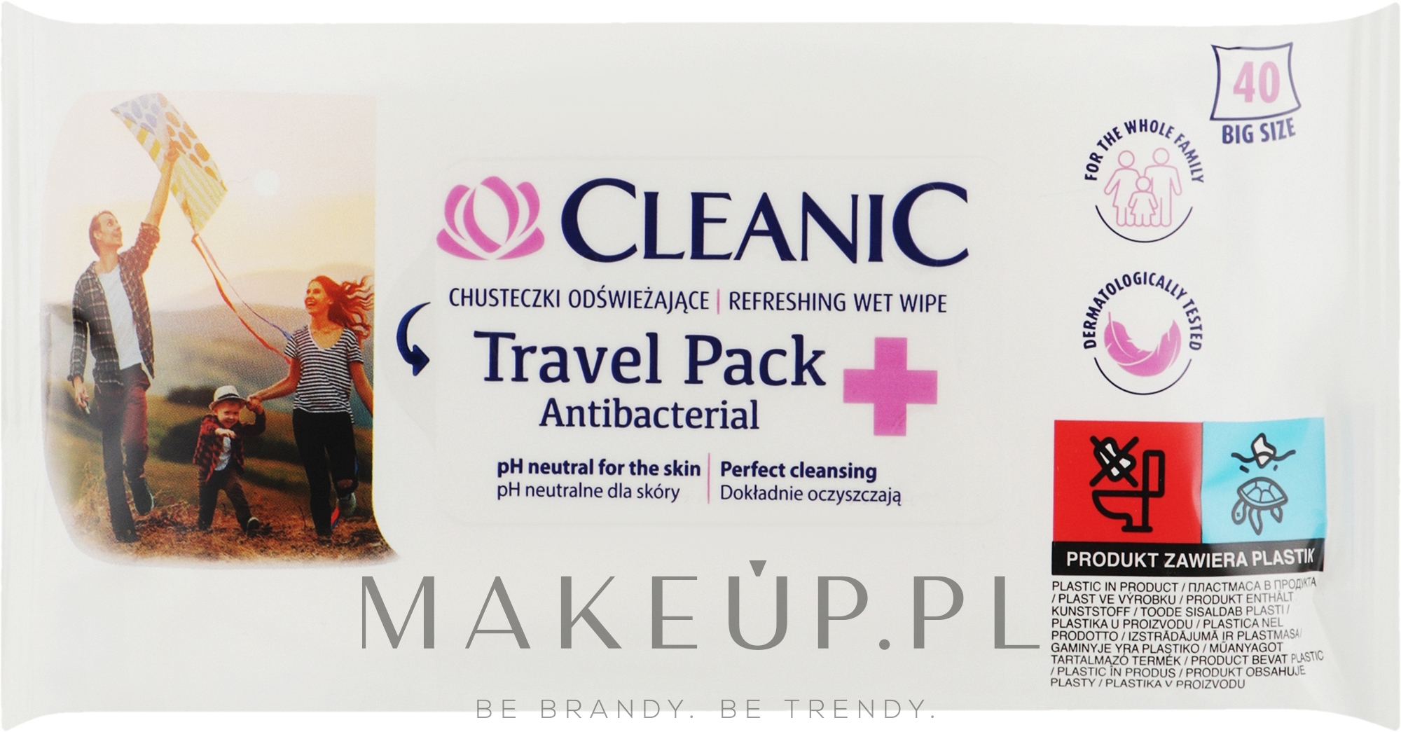 Chusteczki odświeżające z płynem antybakteryjnym - Cleanic Antibacterial Travel Pack Refreshing Wet Wipes — Zdjęcie 40 szt.