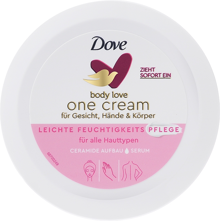 Odżywczy krem do twarzy, dłoni i ciała dla skóry suchej - Dove Body Love One Cream Light Hydration
