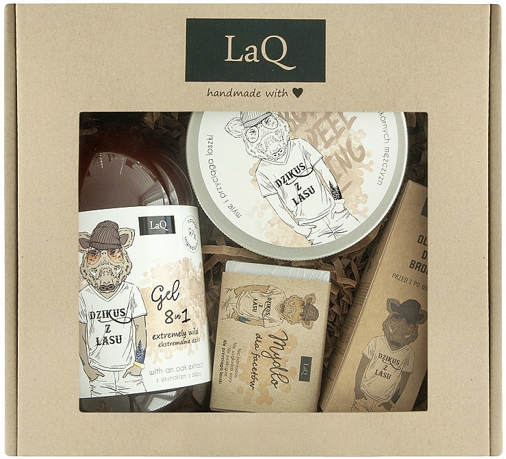 Zestaw - Laq Set Wild From The Forest (sh/gel 500 ml + peel 200 ml + soap 85 ml + b/oil 30 ml)  — Zdjęcie N1