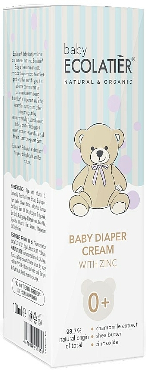 Krem pod pieluchy dla dzieci z cynkiem - Ecolatier Baby Diaper Cream With Zinc — Zdjęcie N2