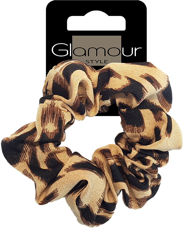 Gumka-scrunchie do włosów, 417670, brązowa - Glamour — Zdjęcie N1