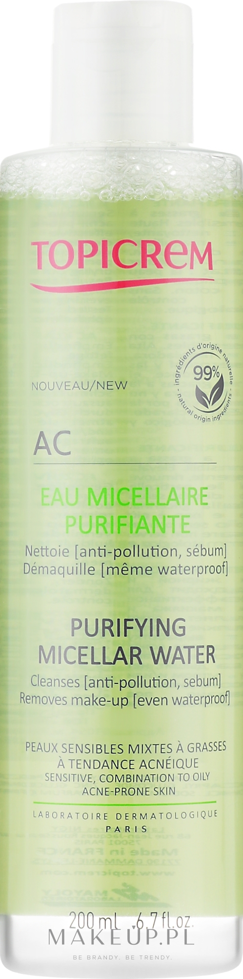 Oczyszczająca woda micelarna - Topicrem AC Purifying Micellar Water — Zdjęcie 200 ml