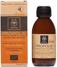 Organiczny syrop dla dzieci na ból gardła z miodem i tymiankiem - Apivita Kids Propolis Organic Syrup For The Throat — Zdjęcie N1