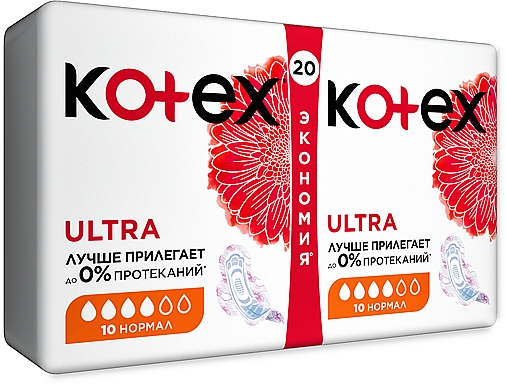 Podpaski ultra, 20 szt. - Kotex Ultra Dry Normal Duo — Zdjęcie N2