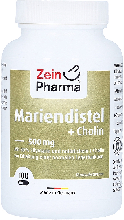 Suplement diety Ostropest plamisty + cholina, kapsułki - ZeinPharma Milk Thistle + Choline — Zdjęcie N1