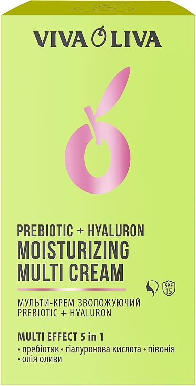 Wielofunkcyjny krem nawilżający do twarzy - Viva Oliva Prebiotic + Hyaluron Moisturizing Multi Cream SPF 15 — Zdjęcie N2