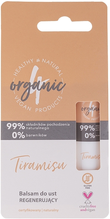 PRZECENA! Balsam do ust Tiramisu - 4organic Tiramisu Coffee Regenerating Lip Balm * — Zdjęcie N1