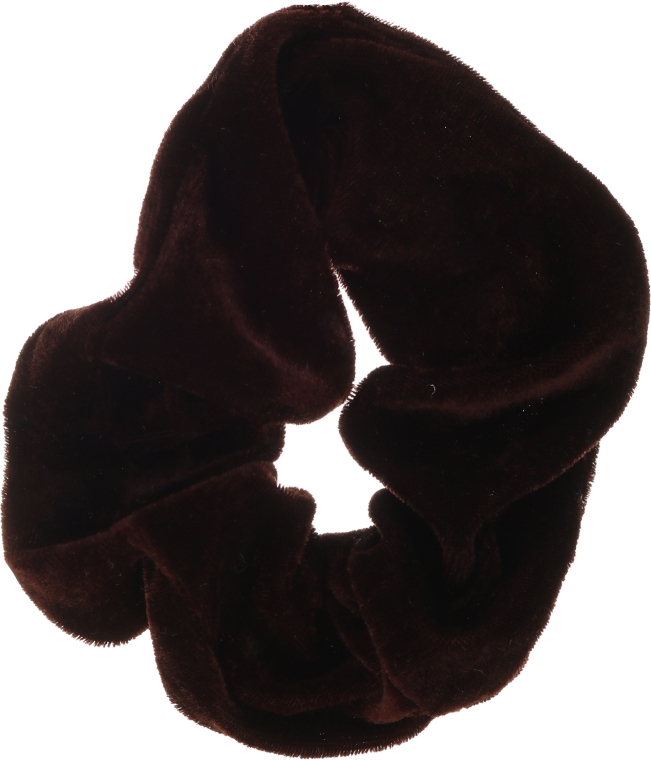 Gumka do włosów Velvet, 22777, ciemno brązowa - Top Choice — Zdjęcie N1