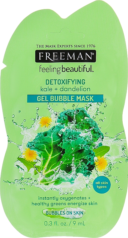 Żelowa maseczka do twarzy z jarmużem i mniszkiem lekarskim - Freeman Facial Detoxifying Gel Bubble Mask — Zdjęcie N1