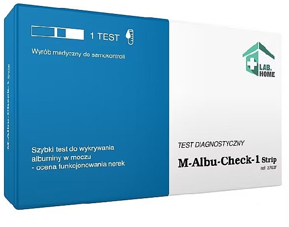 Test diagnostyczny potwierdzający obecność albuminy w moczu - Lab.Home M-Albu-Check-1 — Zdjęcie N1