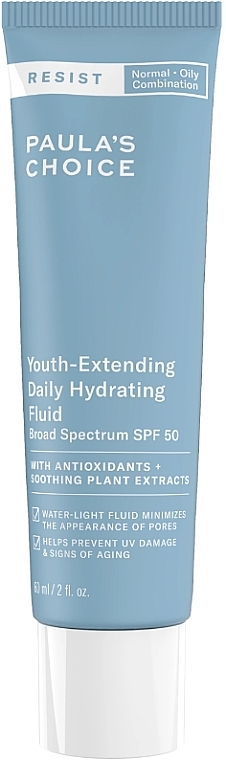Emulsja nawilżająca z SPF50 do twarzy i ciała - Paula's Choice Resist Youth-Extending Daily Hydrating Fluid SPF50 — Zdjęcie N1