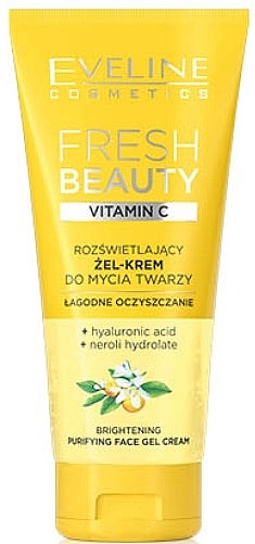 Rozświetlający żel-krem do mycia twarzy - Eveline Cosmetics Fresh Beauty Brightening Purifying Face Gel Cream — Zdjęcie N1