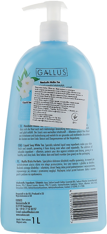 Mydło w płynie Biała herbata - Gallus Soap — Zdjęcie N2