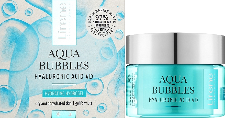 Nawadniający hydrożel do twarzy - Lirene Aqua Bubbles Hyaluronic Acid 4D Hydrating Hydrogel — Zdjęcie N2