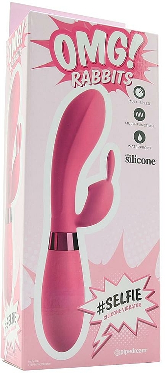 Wibrator-królik, różowy - PipeDream OMG! Rabbits #Selfie Silicone Vibrator Pink — Zdjęcie N1