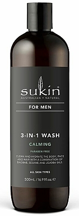 Uspokajający żel do mycia ciała i włosów 3 w 1 dla mężczyzn - Sukin For Men 3-in-1 Wash — Zdjęcie N1