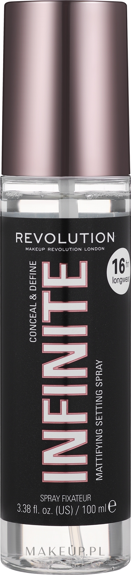 Matująca mgiełka utrwalająca makijaż - Makeup Revolution Conceal & Define Infinite Makeup Fixing Spray 16H — Zdjęcie 100 ml