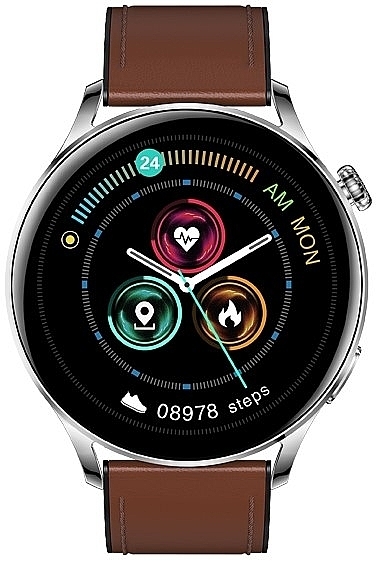 Inteligentny zegarek dla mężczyzn, jasnobrązowa skóra - Garett Smartwatch Men Elegance RT — Zdjęcie N2