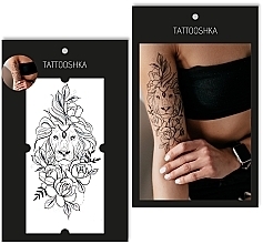 Tatuaż tymczasowy Lew w kwiatach - Tattooshka — Zdjęcie N1