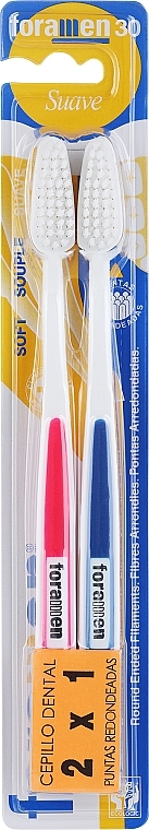 SzczoteczkI do zębów, miękkie, biało-różowa, biało-niebieska - Foramen Soft Toothbrush — Zdjęcie N1