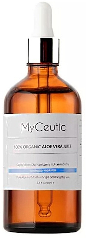 Aloes dla nawilżenia i ukojenia skóry - MyCeutic 100% Organic Aloe Vera Juice — Zdjęcie N2