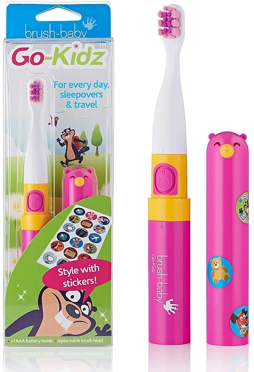 Elektryczna szczoteczka do zębów dla dzieci - Brush-Baby Go-Kidz Pink Electric Toothbrush — Zdjęcie N1
