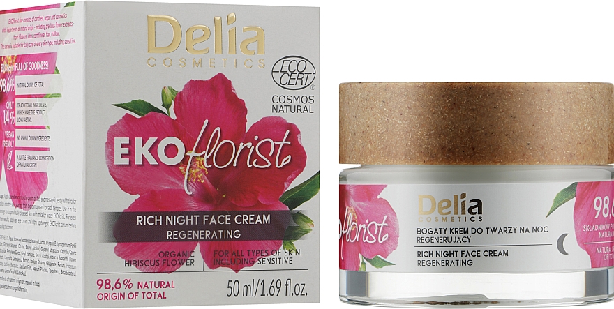 Regenerujący krem kojący zaczerwienienia na noc - Delia Cosmetics Ekoflorist — Zdjęcie N2