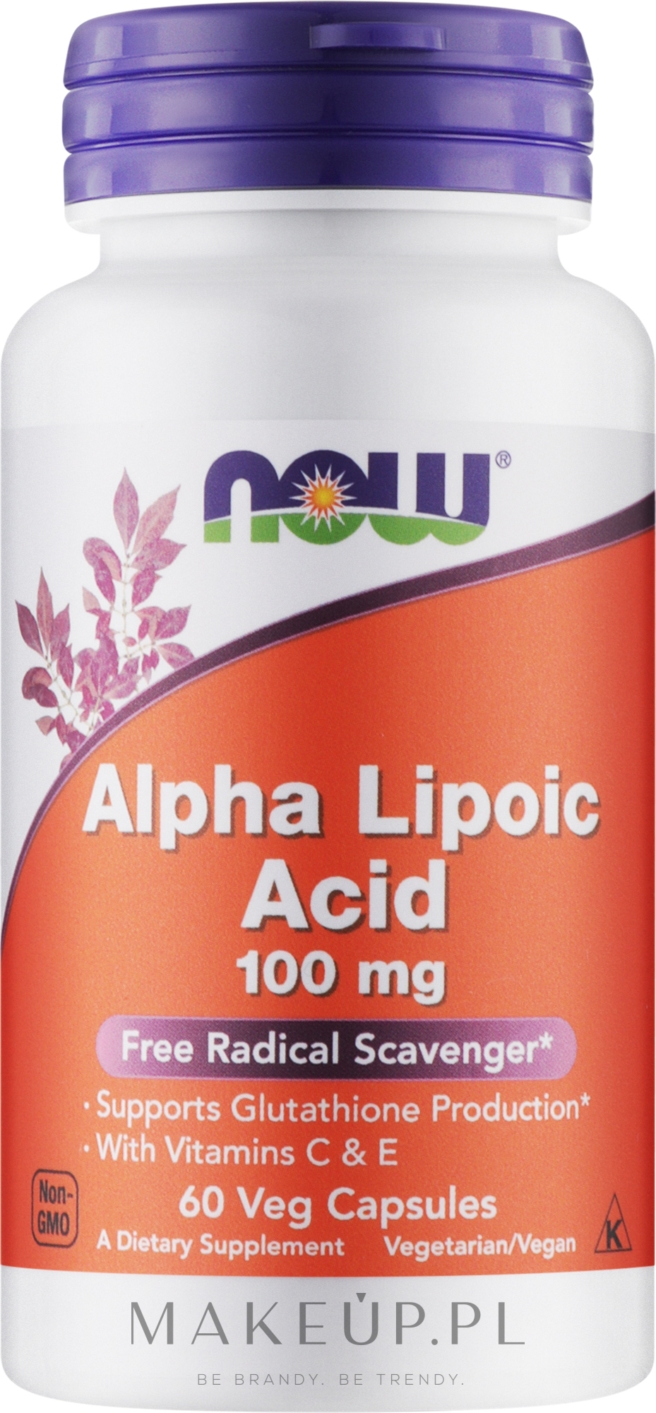Kwas alfa-liponowy z witaminami C i E, 100 mg - Now Foods Alpha Lipoic Acid  — Zdjęcie 60 szt.