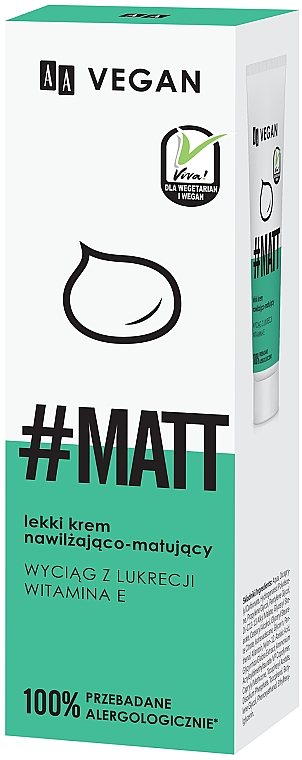 Lekki krem nawilżająco-matujący #Matt - AA Vegan Light Moisturizing and Mattifying Cream — Zdjęcie N4