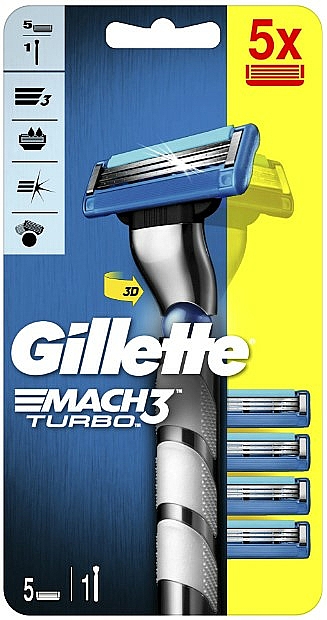 Maszynka do golenia z 5 wymiennymi ostrzami - Gillette Mach 3 Turbo 3D Motion — Zdjęcie N1