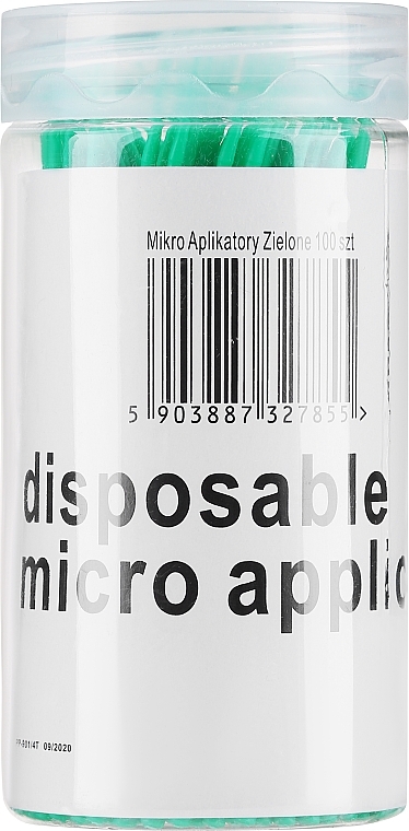Mikroaplikatory do rzęs, zielone, 100 szt. - Lewer Micro Applicators — Zdjęcie N1