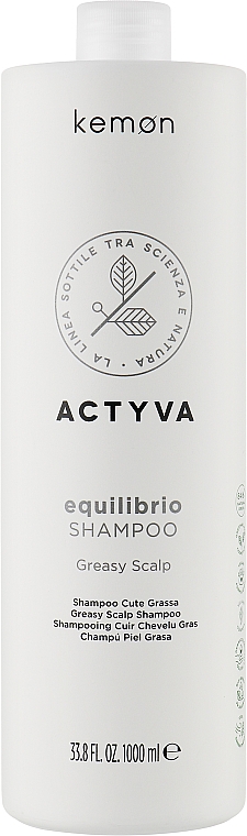 Szampon do przetłuszczającej się skóry głowy - Kemon Actyva Equilibrio Shampoo Velian — Zdjęcie N3