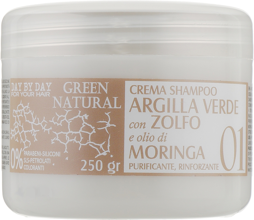 Szampon w kremie z Zieloną glinką, bio-siarką i olejem moringa - Alan Jey Green Natural Cream-Shampoo — Zdjęcie N2