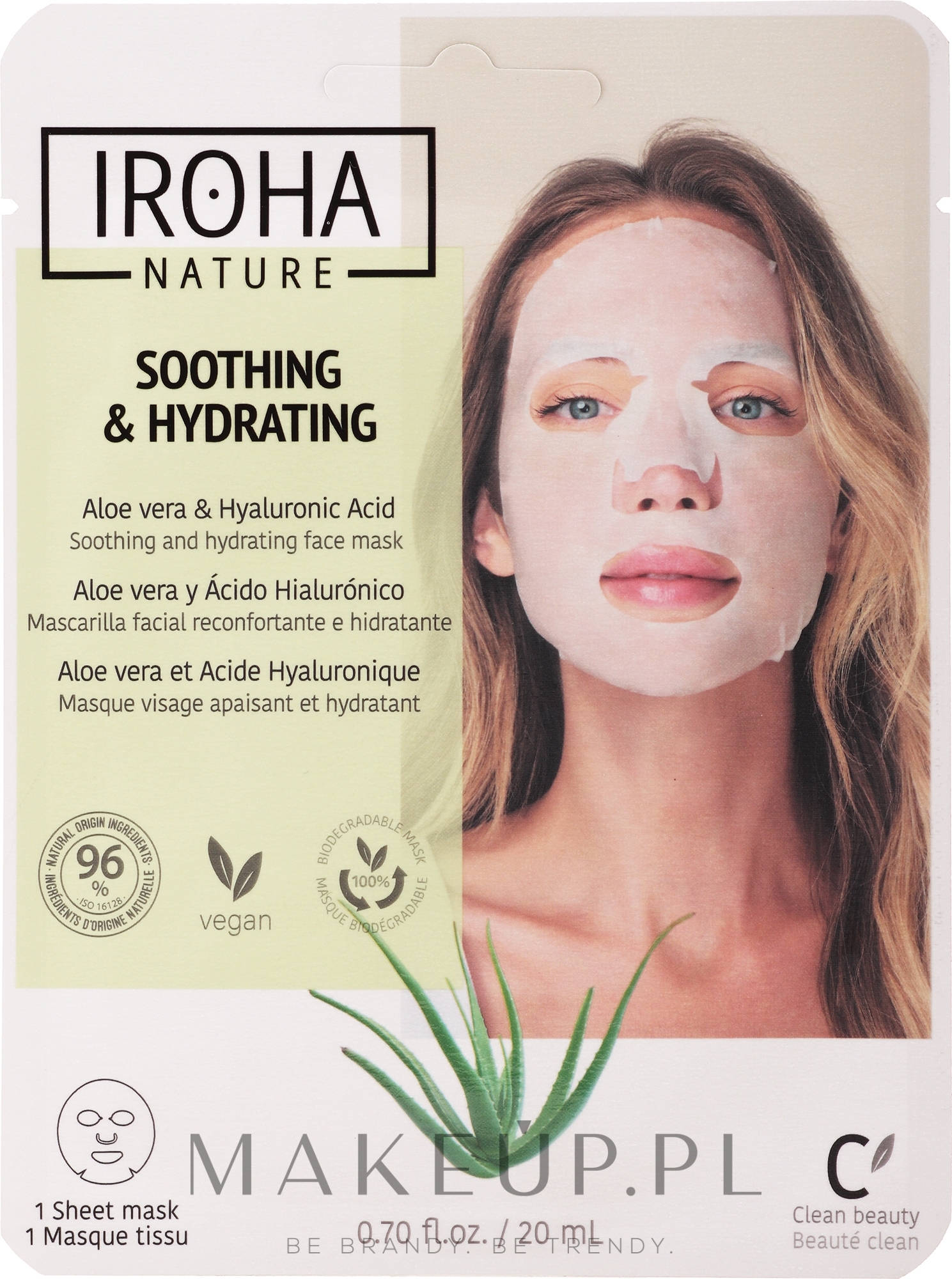 Maska na tkaninie do twarzy - Iroha Nature Moisturizing Aloe Tissue Face Mask — Zdjęcie 23 ml