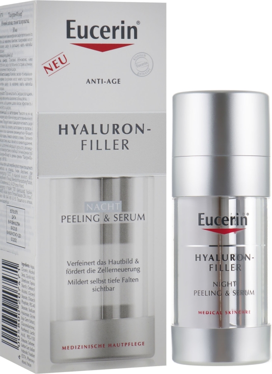 Przeciwzmarszczkowy peeling i serum 2 w 1 na noc - Eucerin Hyaluron-Filler Night Peeling & Serum — Zdjęcie N2