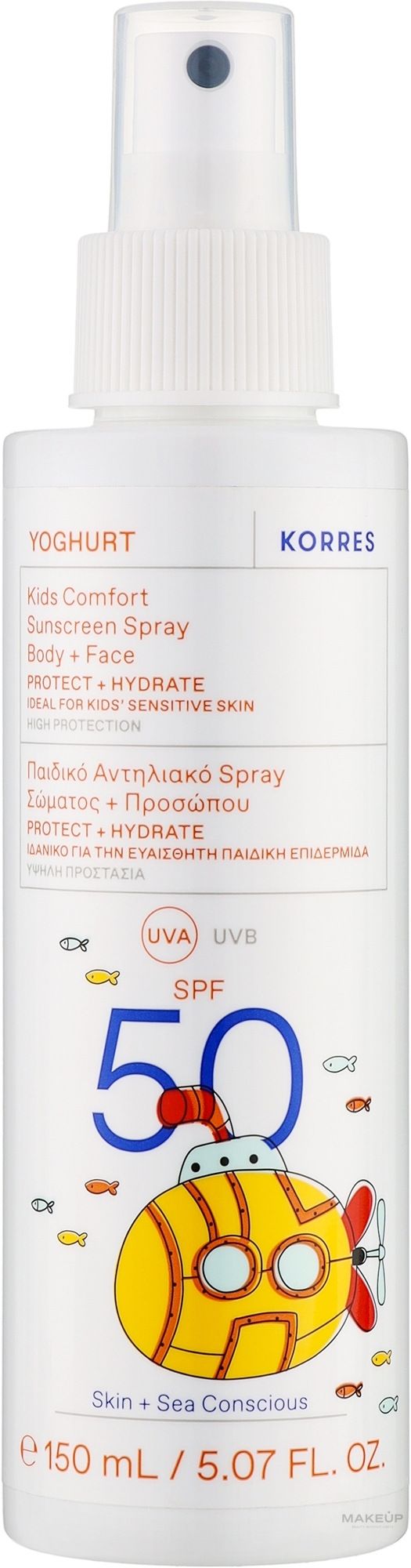 Spray przeciwsłoneczny dla dzieci - Korres Yoghurt Kids Comfort Sunscreen Spray Spf50  — Zdjęcie 150 ml