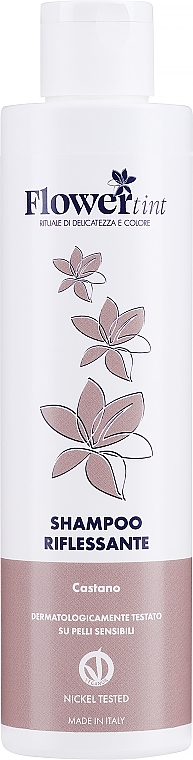 Szampon koloryzujący do włosów, brązowy - FlowerTint Shampoo Riflessante Castano — Zdjęcie N1