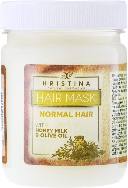Maska do włosów normalnych Mleko, miód manuka i oliwa - Hristina Cosmetics Hair Mask — Zdjęcie N1