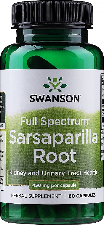 Suplement diety Korzeń Sarsaparilli 450 mg, 60 szt - Swanson Sarsaparilla Root — Zdjęcie N1