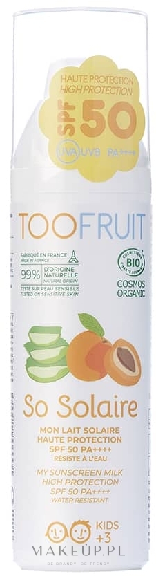 Organiczny balsam przeciwsłoneczny dla dzieci Morela i aloes - Toofruit Protection Sunscreen Milk SPF 50 — Zdjęcie 100 ml