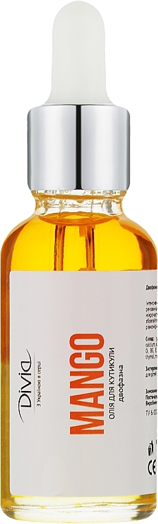 Dwufazowy olejek do skórek Mango - Divia Cuticle Oil Mango Di1635