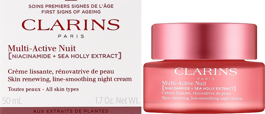 Krem na noc do każdego rodzaju skóry - Clarins Multi-Active Jour Niacinamide+Sea Holly Extract Glow Boosting Line-Smoothing Night Cream — Zdjęcie N2