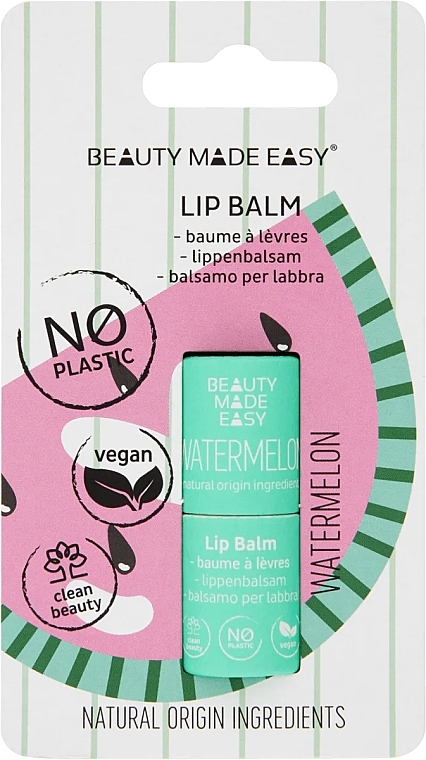 Balsam do ust Arbuz - Beauty Made Easy Vegan Paper Tube Lip Balm Watermelon — Zdjęcie N1