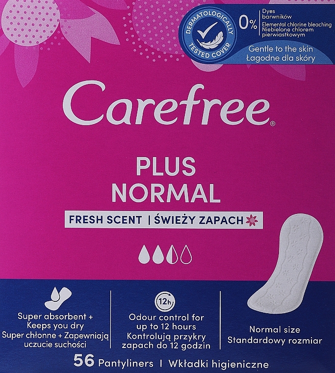 Wkładki higieniczne, 56 szt. - Carefree Plus Original Fresh — Zdjęcie N1