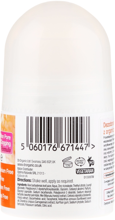 Dezodorant w kulce Miód manuka - Dr Organic Bioactive Skincare Manuka Honey Deodorant  — Zdjęcie N2