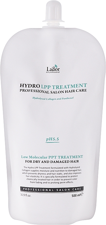 Maska proteinowa do włosów zniszczonych - La'dor Eco Hydro LPP Treatment Refill (uzupełnienie) — Zdjęcie N1