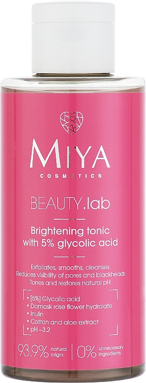 Tonik rozświetlający do twarzy z kwasem glikolowym 5 % - Miya Cosmetics Beauty Lab