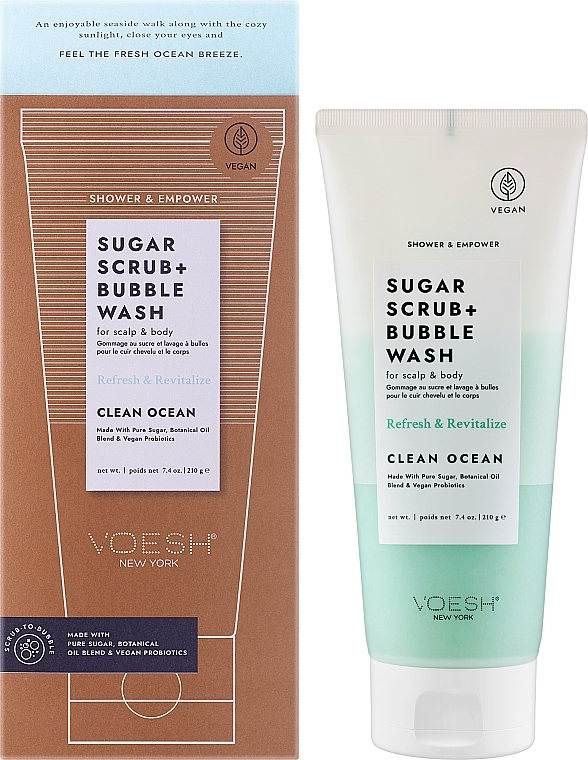 Peeling cukrowy do skóry głowy i ciała Pure ocean - Voesh Sugar Scrub+Bubble Wash Clean Ocean — Zdjęcie N2