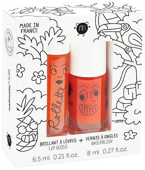 Zestaw - Nailmatic Kids Set Tropical (lip/gloss/6,5ml + nail/polish/8ml) — Zdjęcie N1